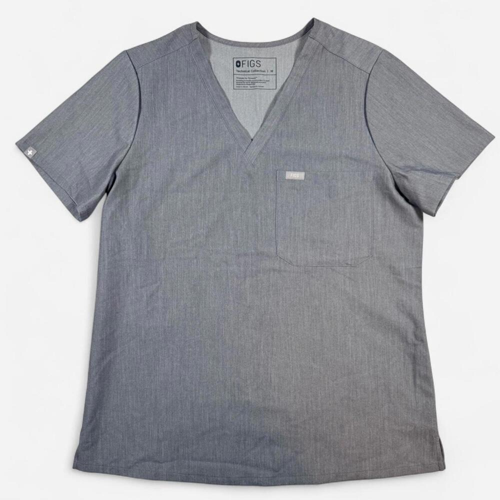 FIGS Catarina Scrub Top Women M Graphite One Pocket Medical Doctor Nursing
